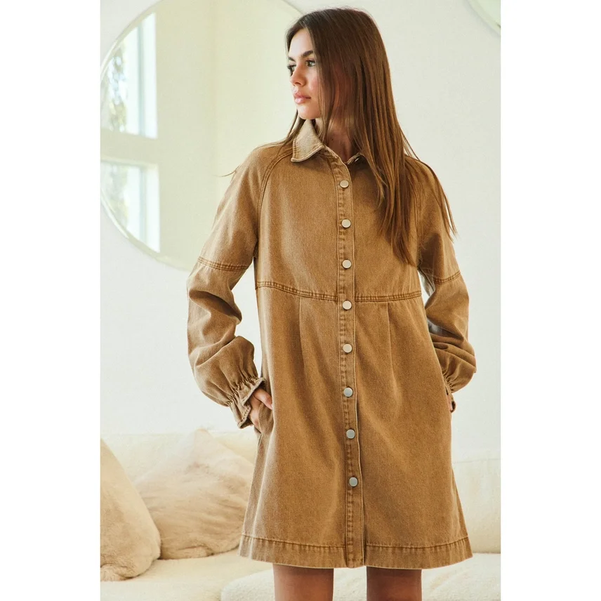 Robe en denim délavé Western