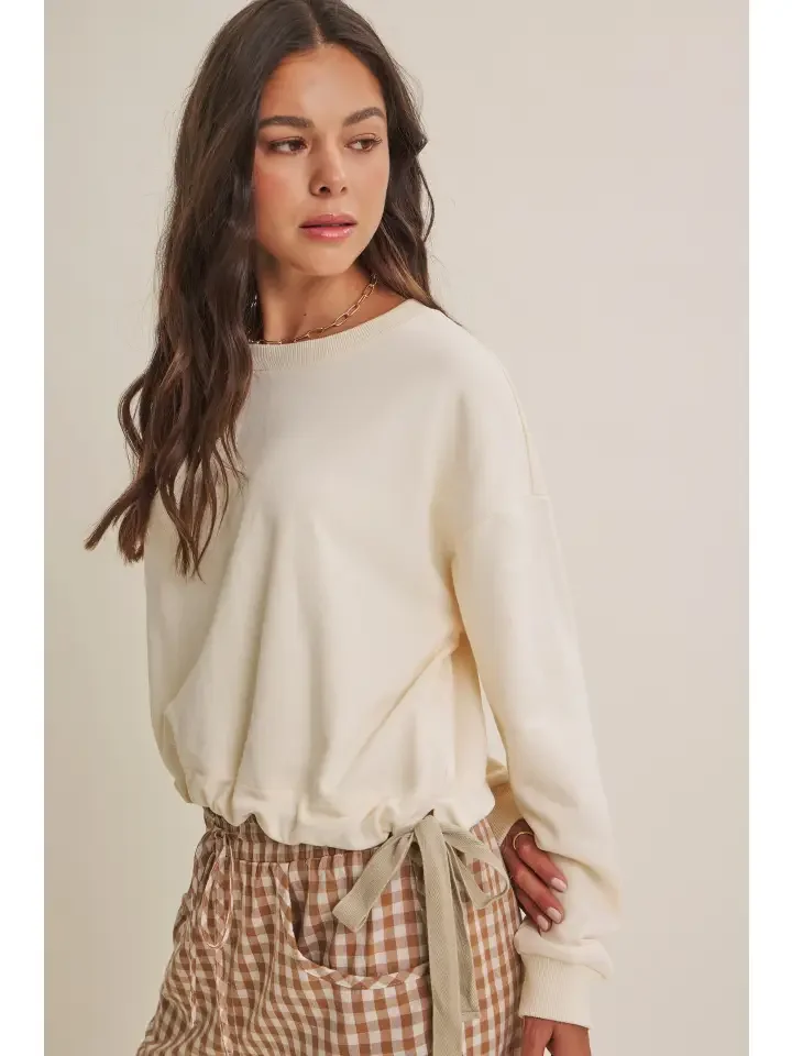 Sweat doux crème à taille ajustable