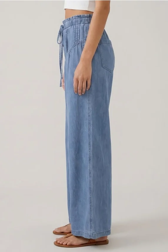 Pantalon fluide en Tencel effet denim