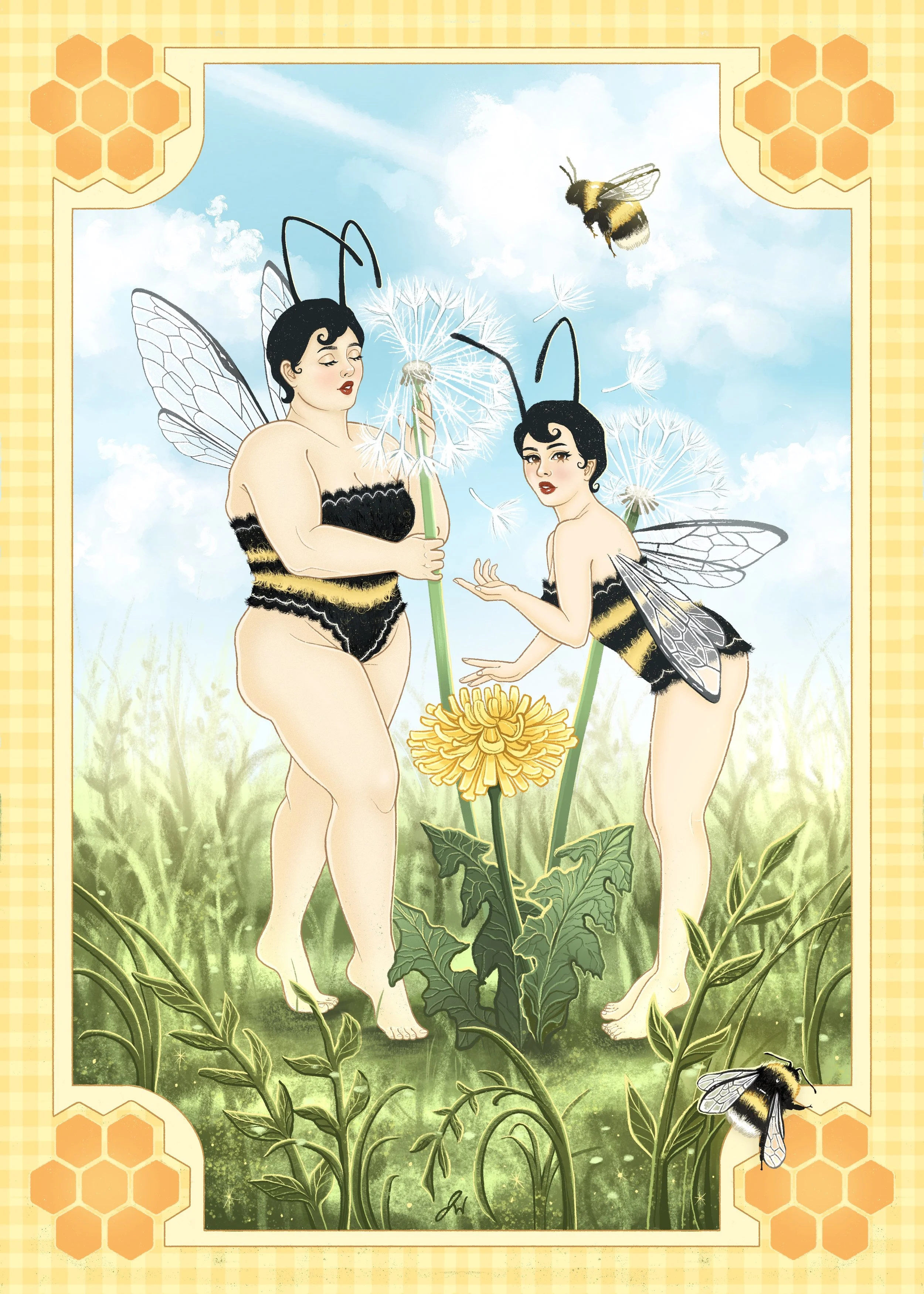 "Sweet as Honey" -5x7" Digital Illustration drawn in Procreate