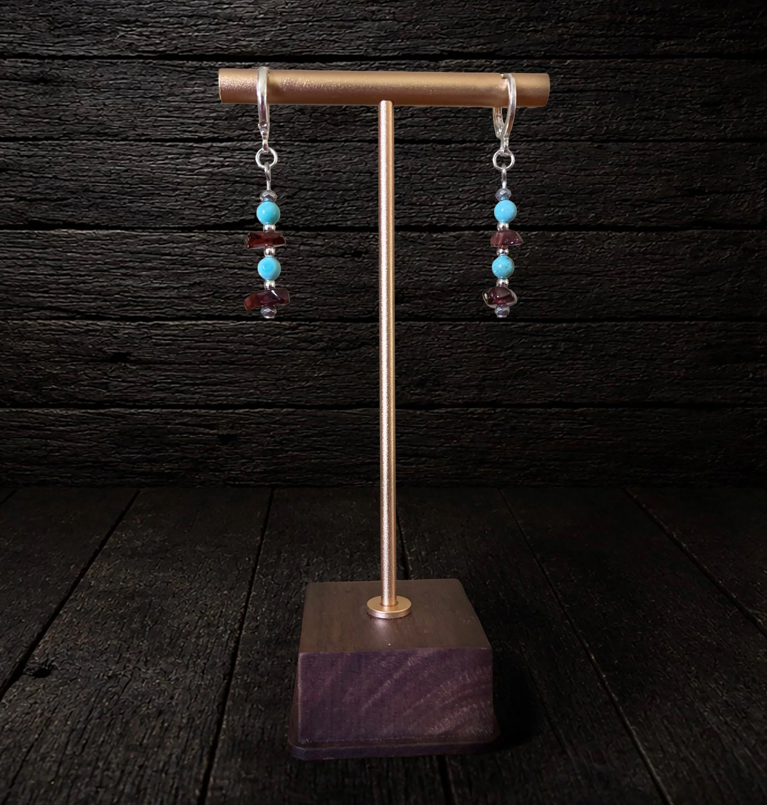 Desert Garnet & Turquoise Earrings