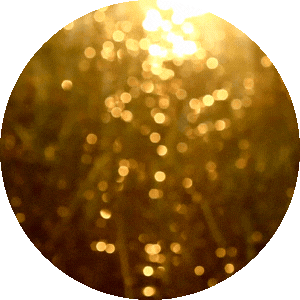 Golden blurred bokeh lights in a circular frame.