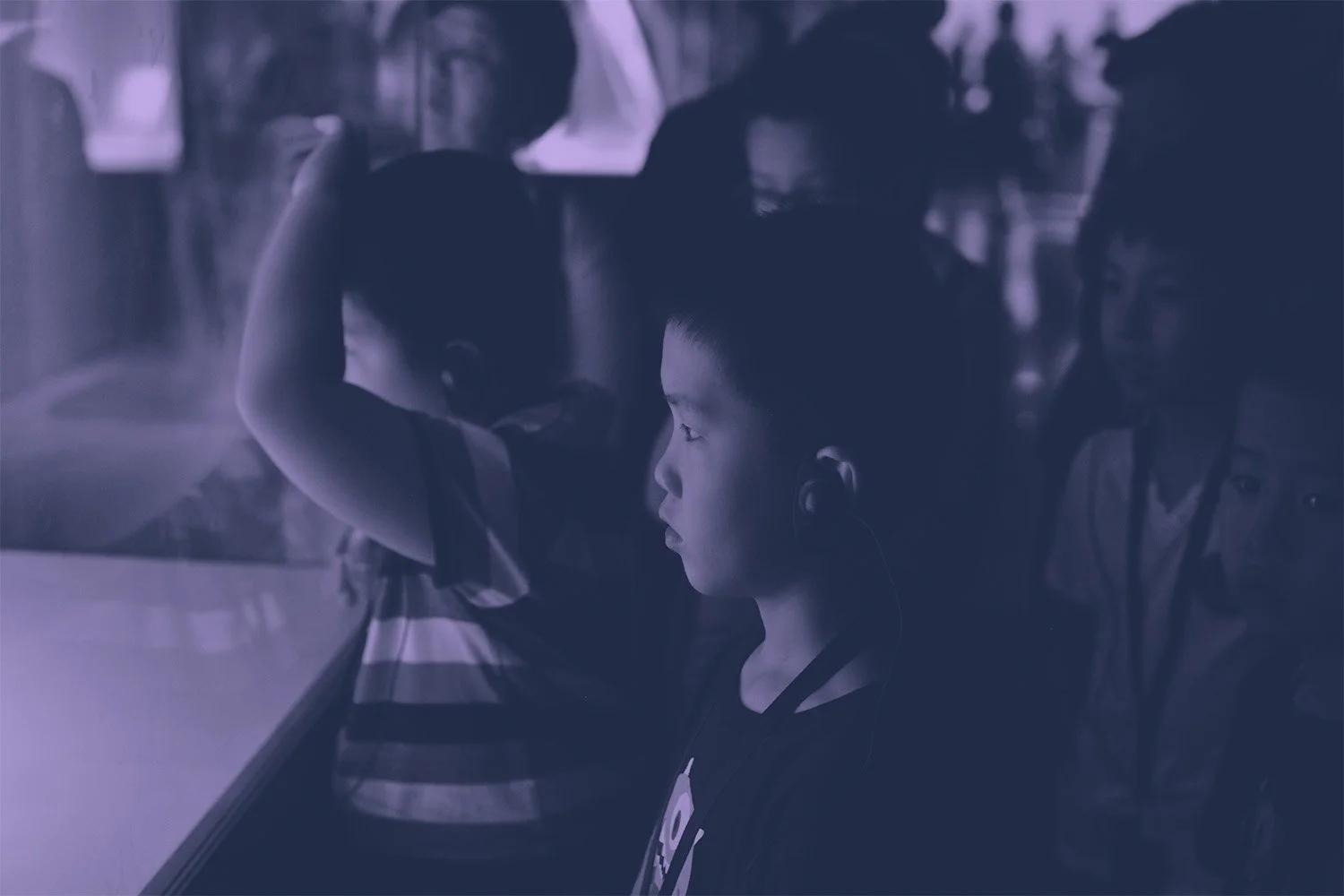 Children looking at an exhibit in a museum