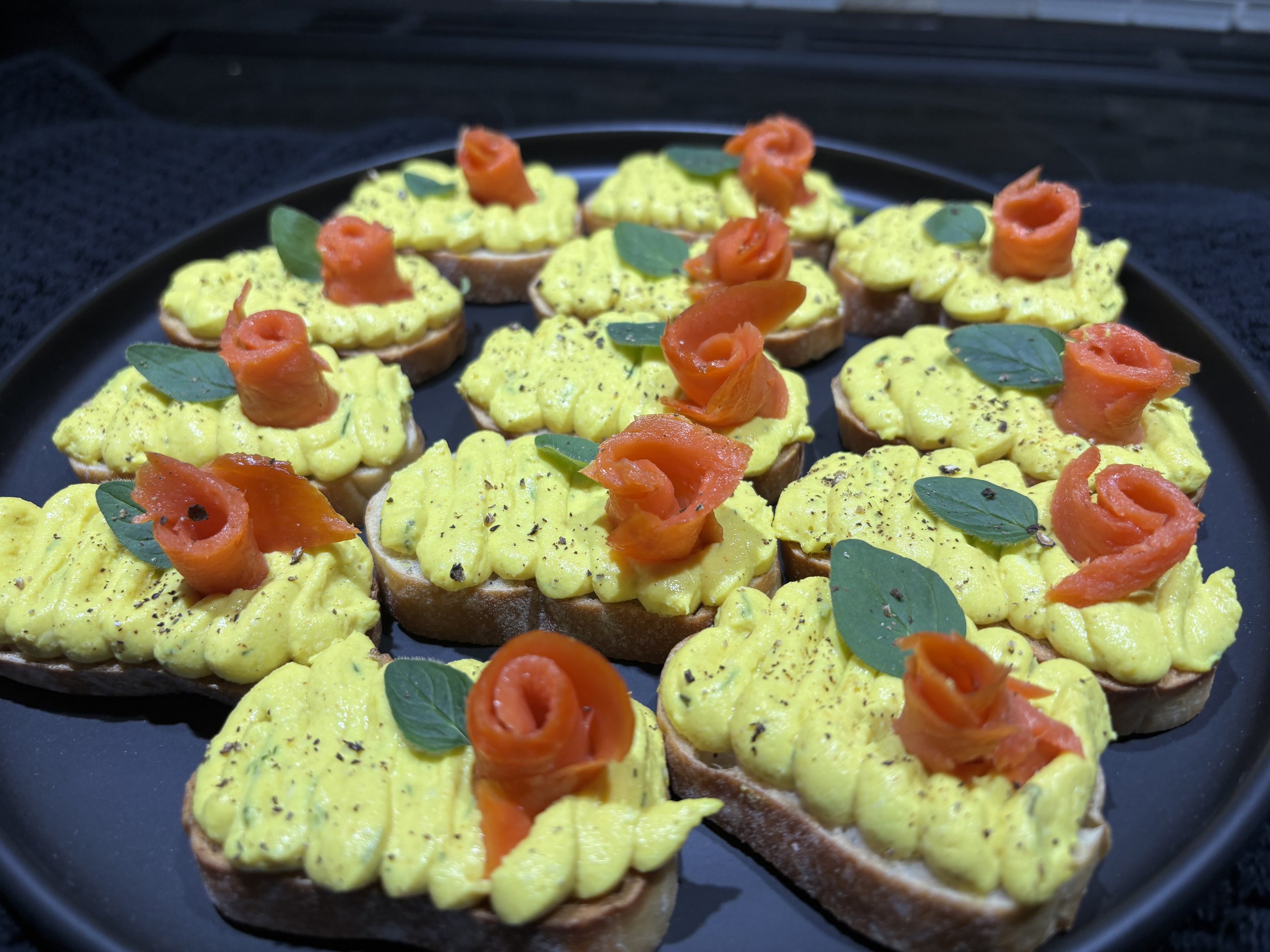 Smoked Salmon Whipped Béchamel Crostini