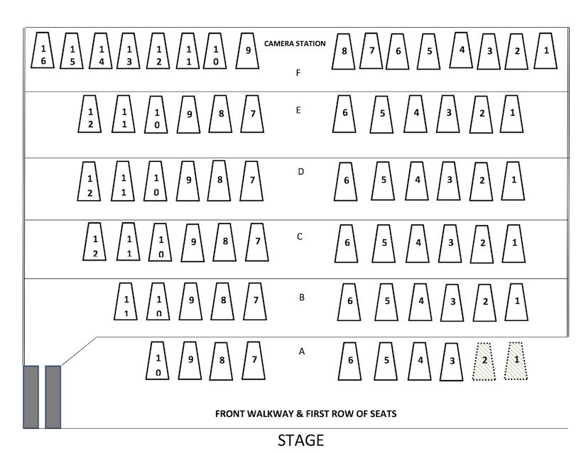 A seating diagram of the seats at TAPA