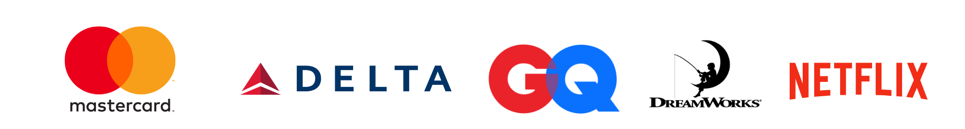 Logos of Mastercard, Delta, GoDaddy, and a red rectangle logo