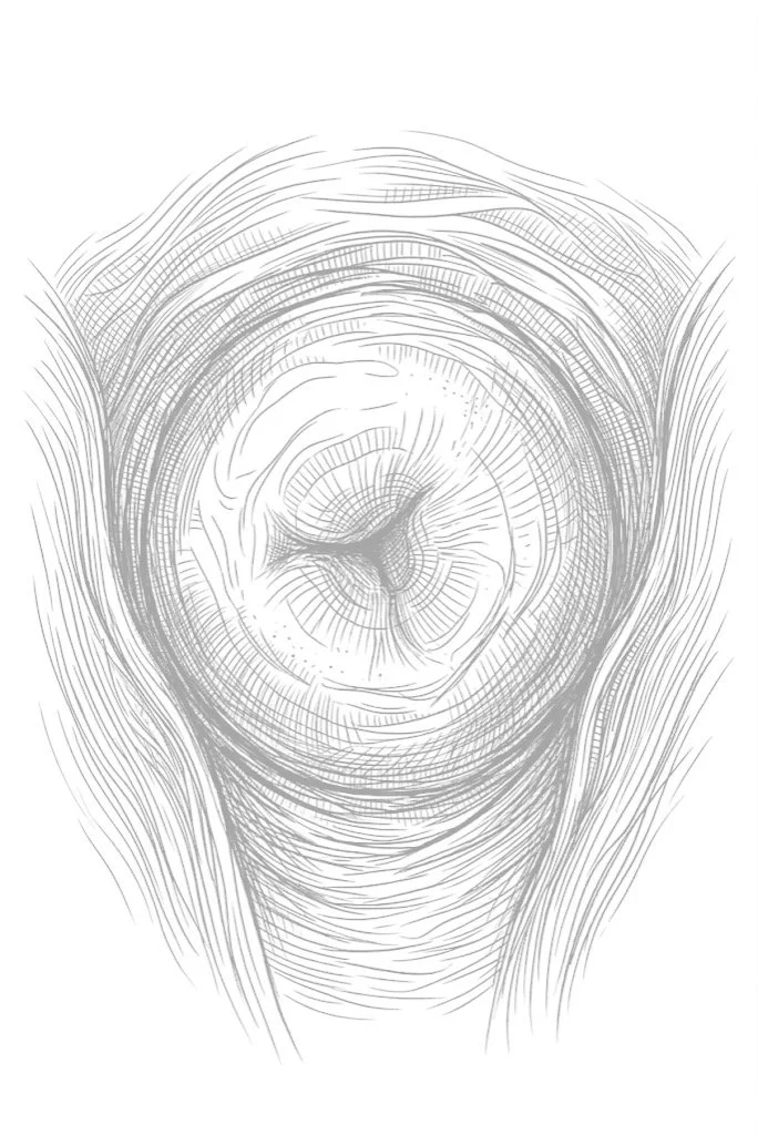 Line art drawing of a cervix