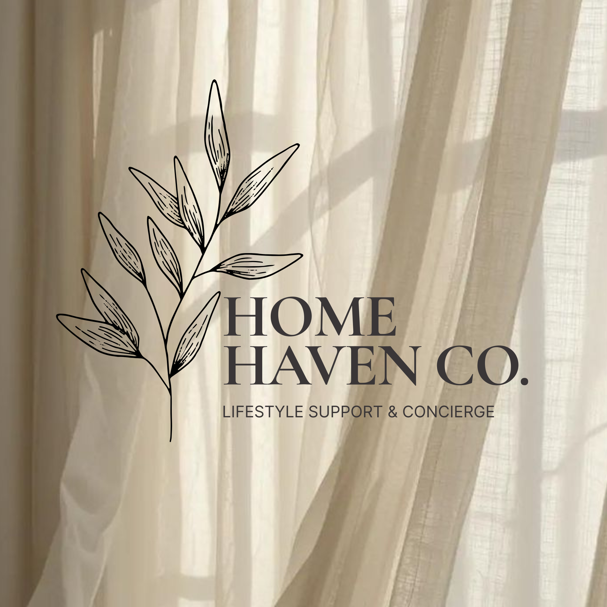Sheer beige curtains hanging in front of a window.