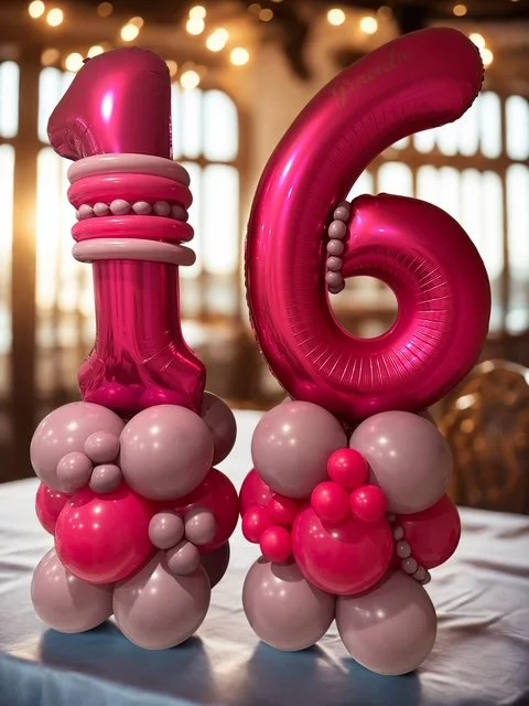 sweet 16 balloon stacks