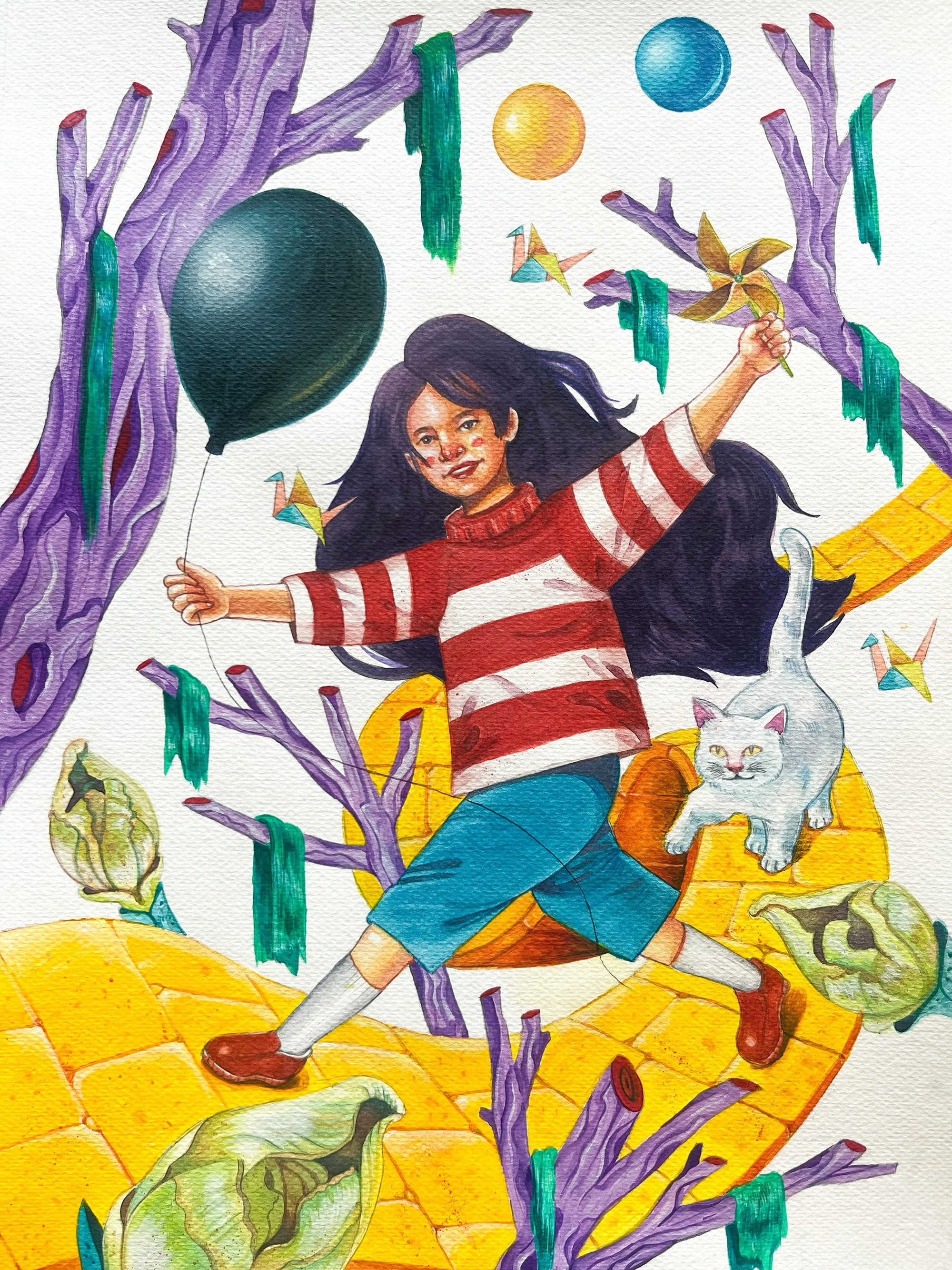 "Yellow Brick Road" Watercolor & Acrylic on Paper (32cm x 44cm)