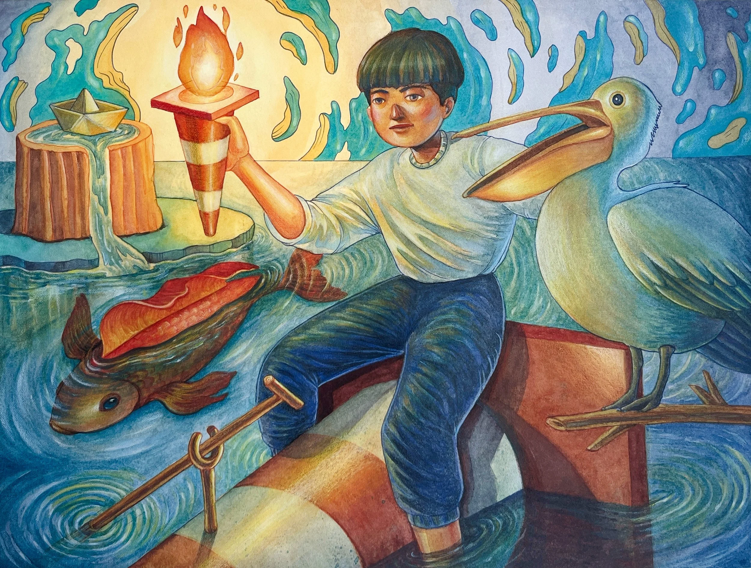 "The Passage" Watercolor, Ink, & Colored Pencil on Paper (32cm x 42cm)