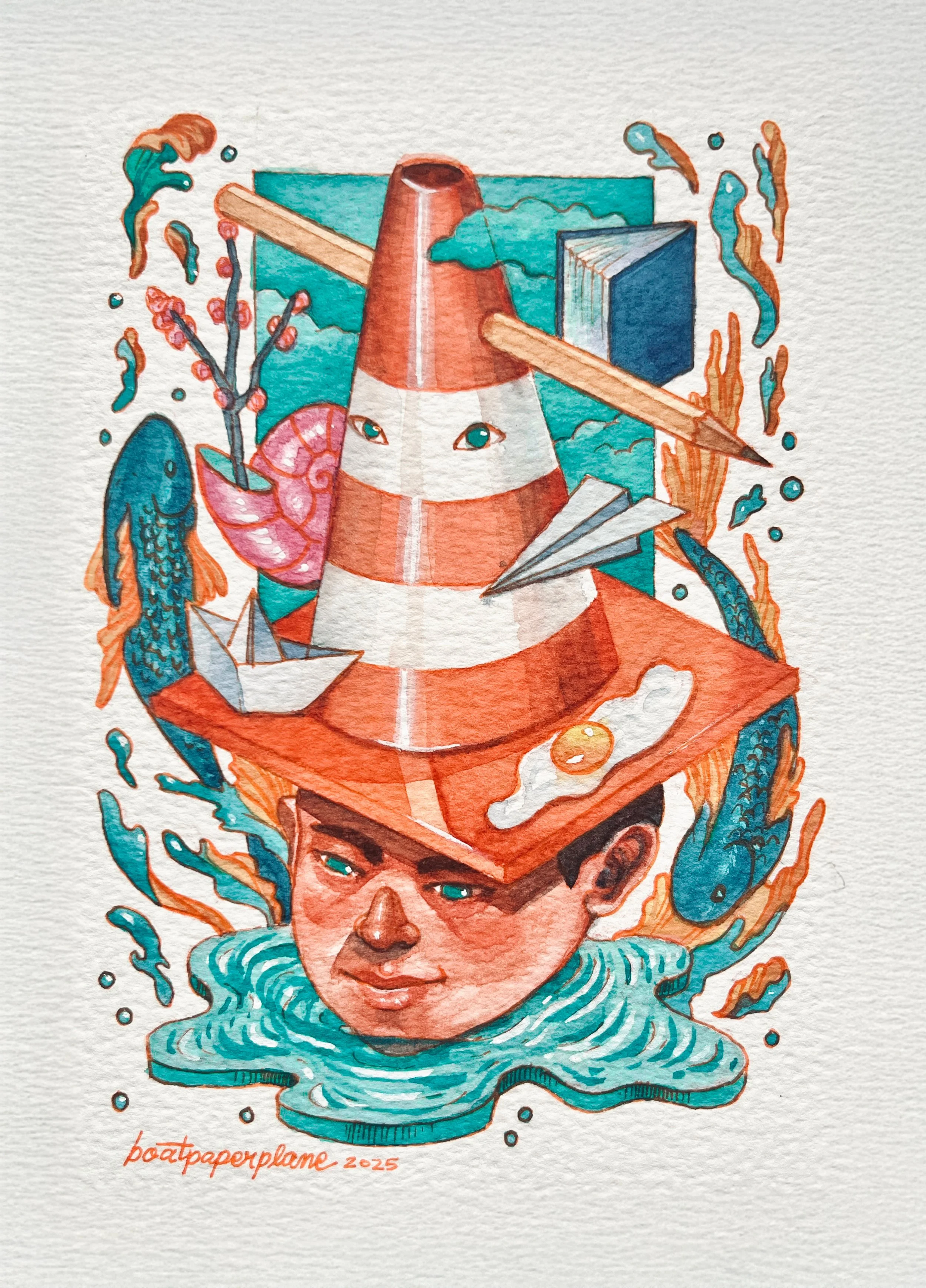 "Currents & Detours" Watercolor on Paper (13.5cm x 19.5cm)