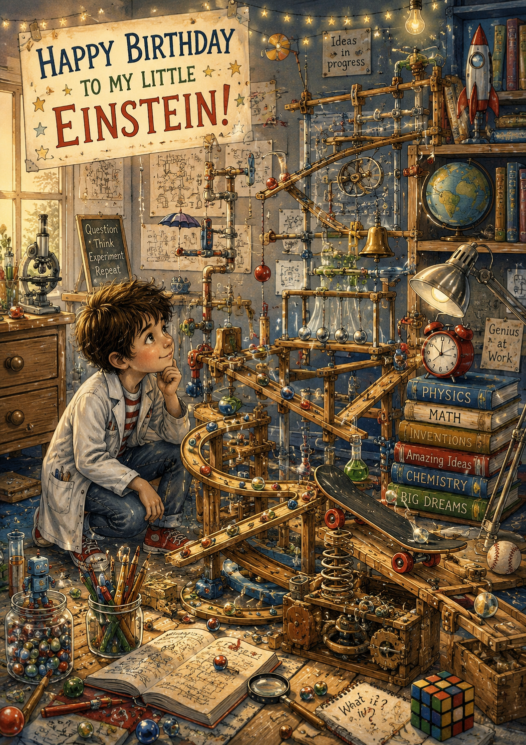 Smart Kid Birthday Card Science Birthday Card Lil Mr. Einstein