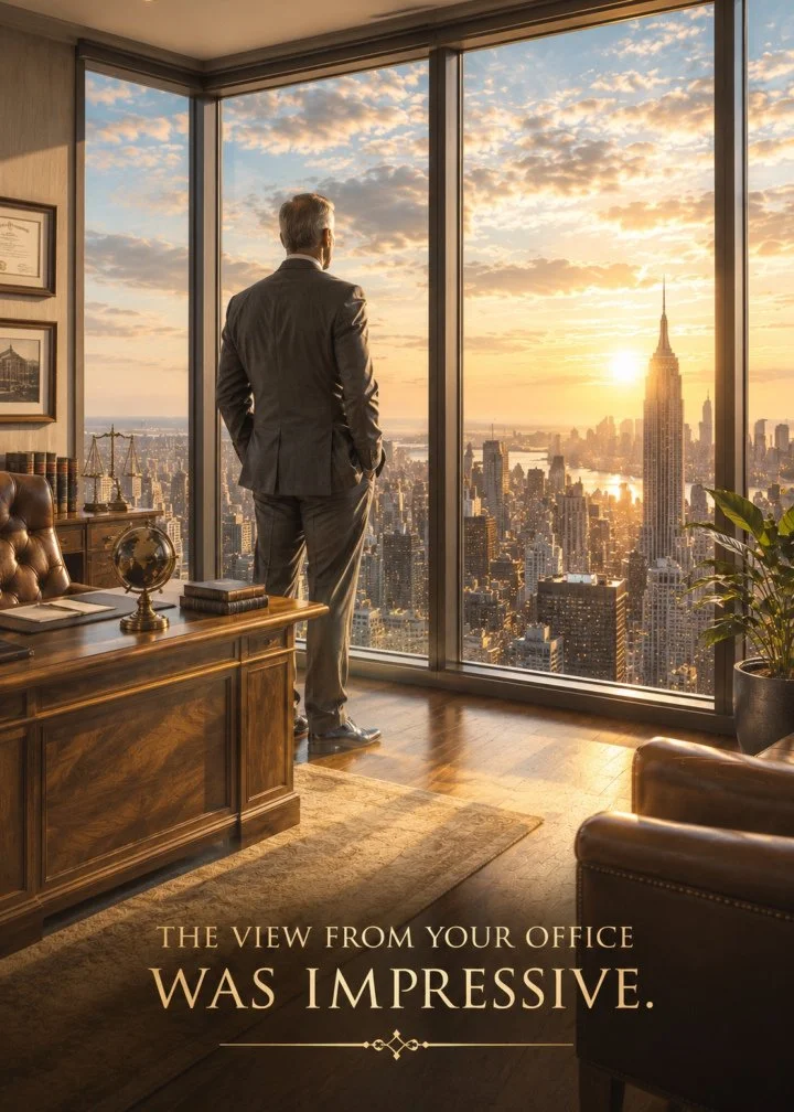 Retirement Card for Executive or Professional – Office View, Career Accomplishment & New Journey
