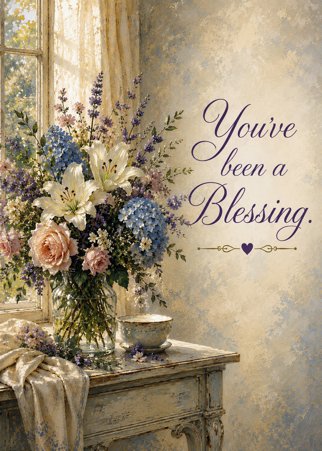 You’ve Been a Blessing Sympathy Thank You Card – Cottage Garden, Flowers & Heartfelt Gratitude