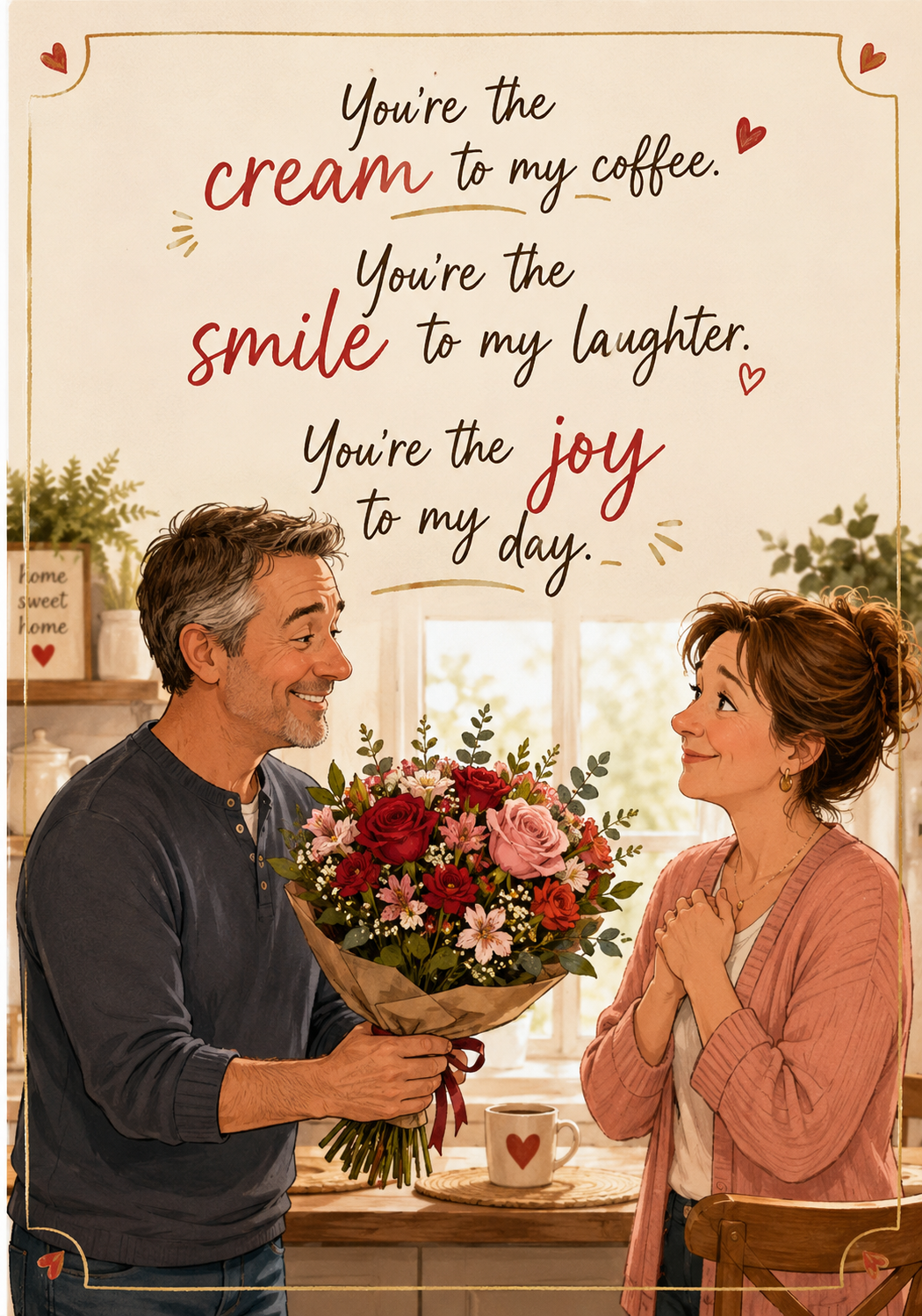 Funny Birthday Card Birthday Card for Husband or Wife You’re the Cream to My Coffee