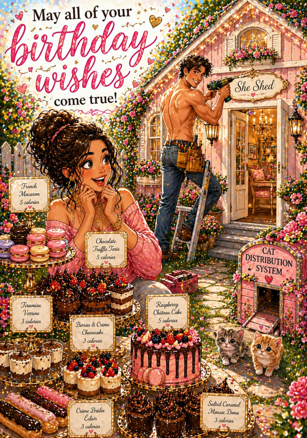 Birthday Card for Her Happy Birthday Card May All Your Wishes Come True