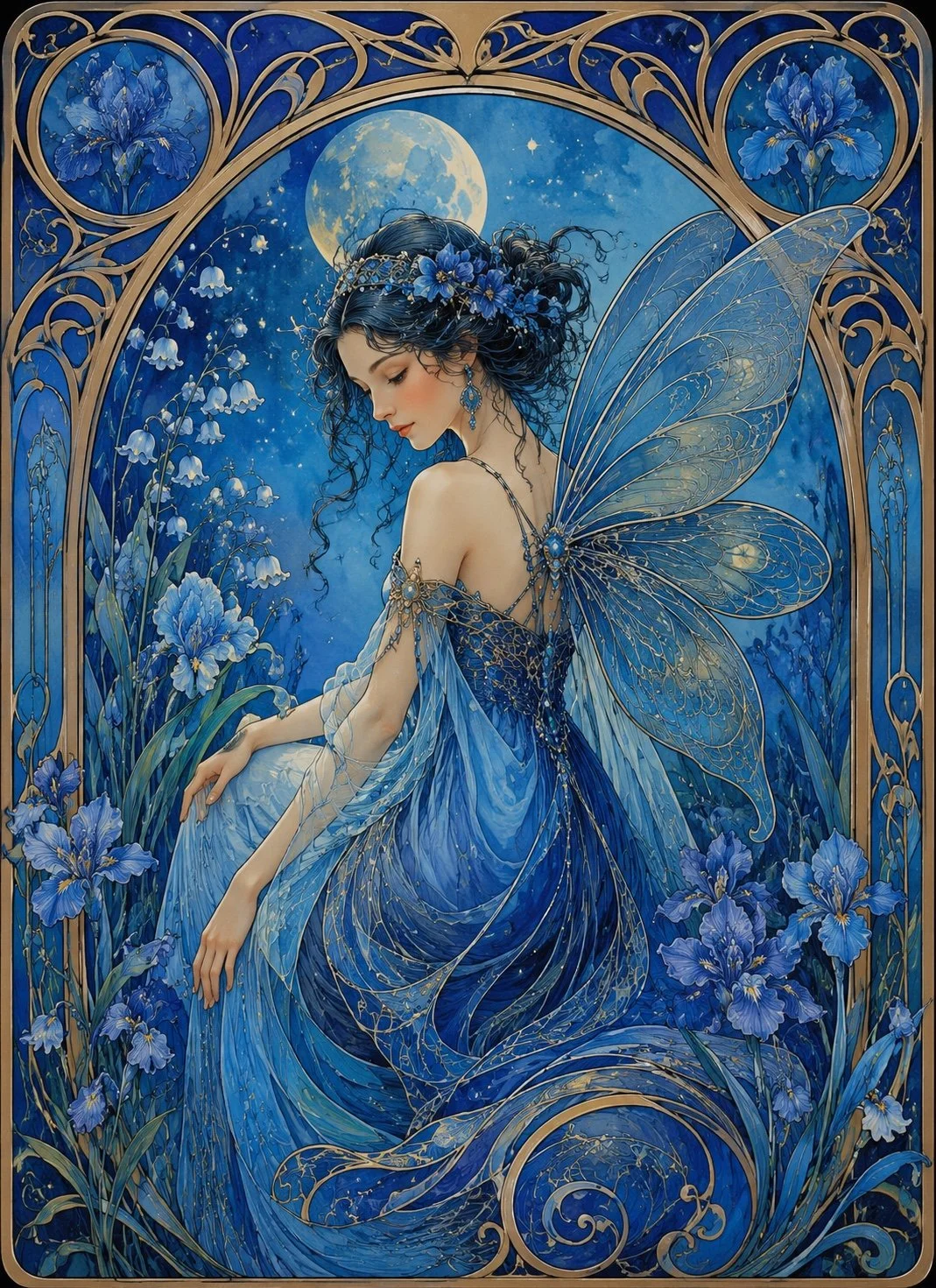 Blue Fairy Thinking of You Card | Moonlight Fairy Greeting Card | Beautifully Thought Of