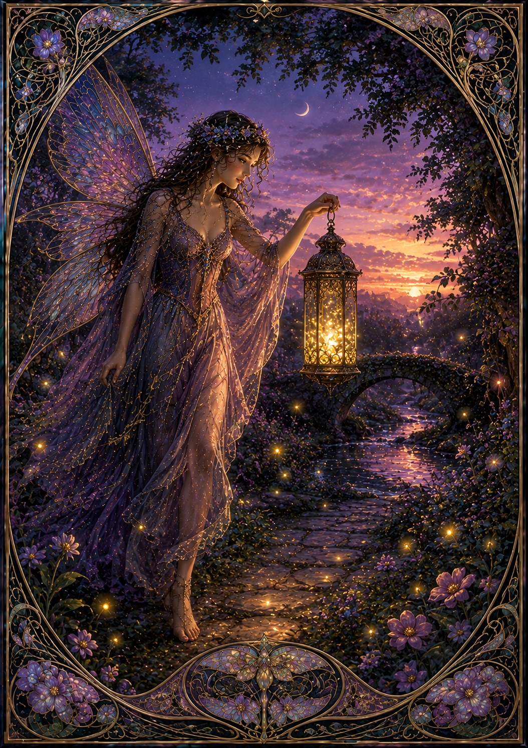 Magical Blessings Fairy Card – Enchanted Garden, Lantern & Hopeful Wishes