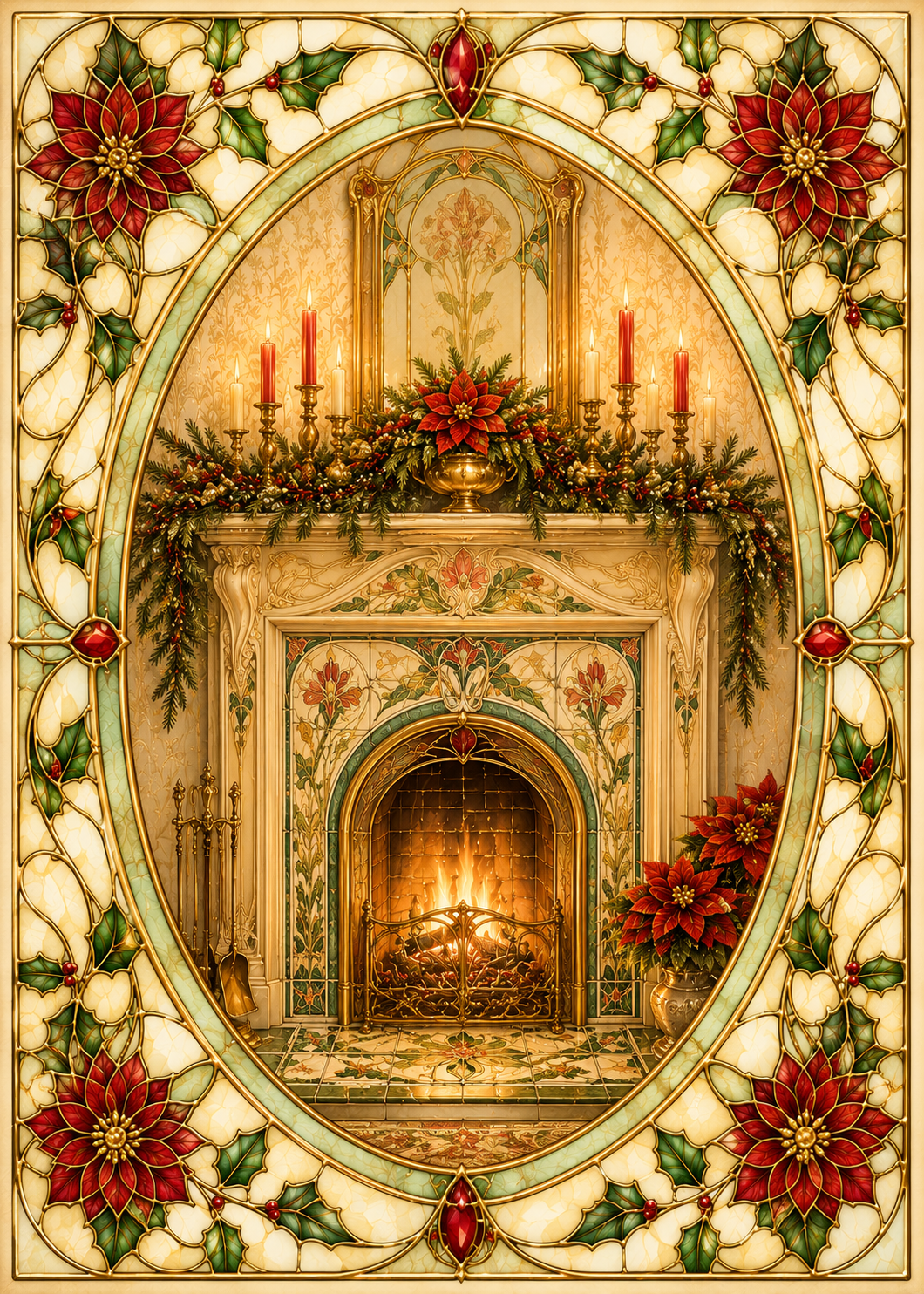 Art Nouveau Christmas Card – May Your Home Be Filled with Warmth and Wonder