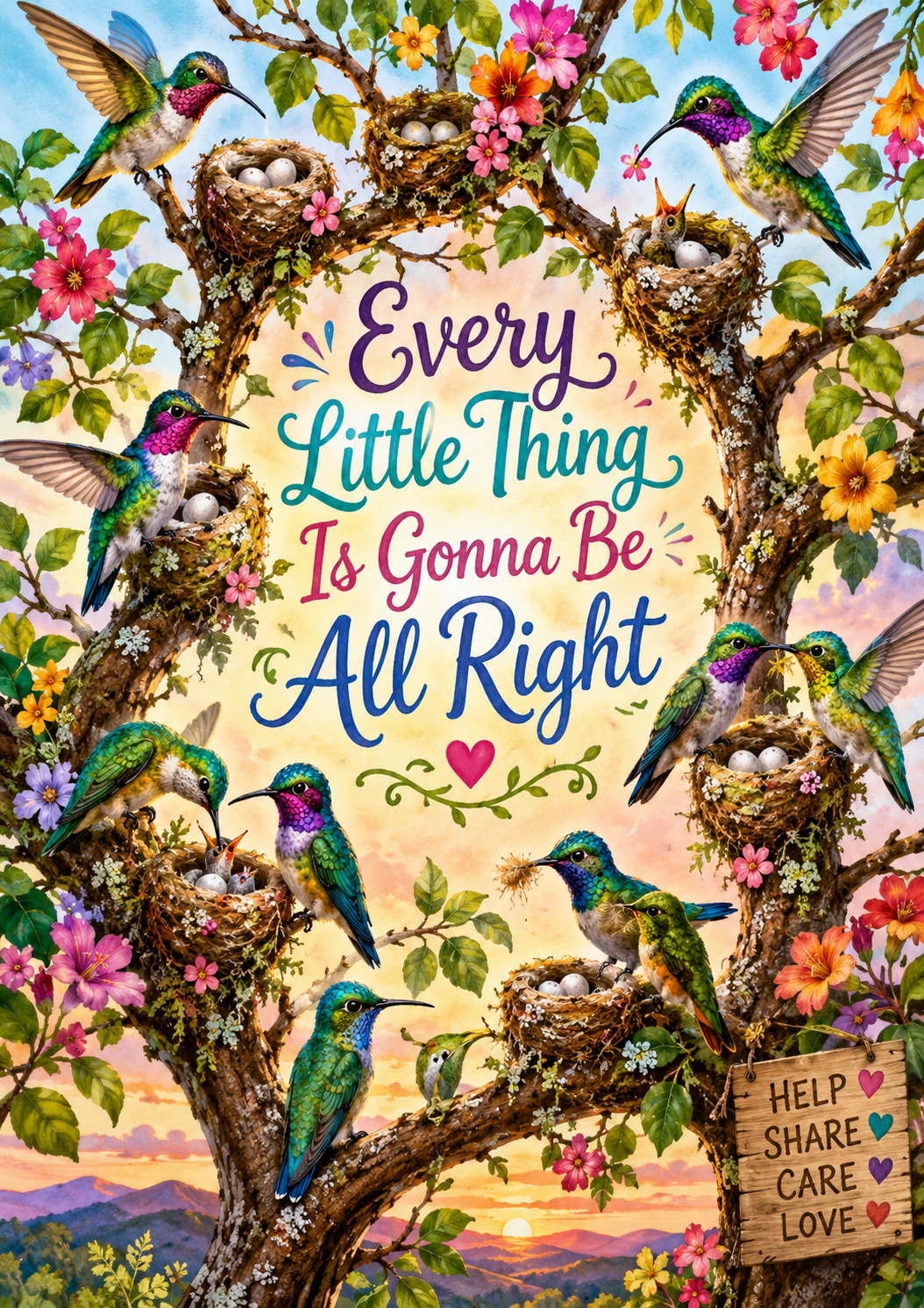 Encouragement Card Thinking of You Card Every Little Thing Is Gonna Be Alright