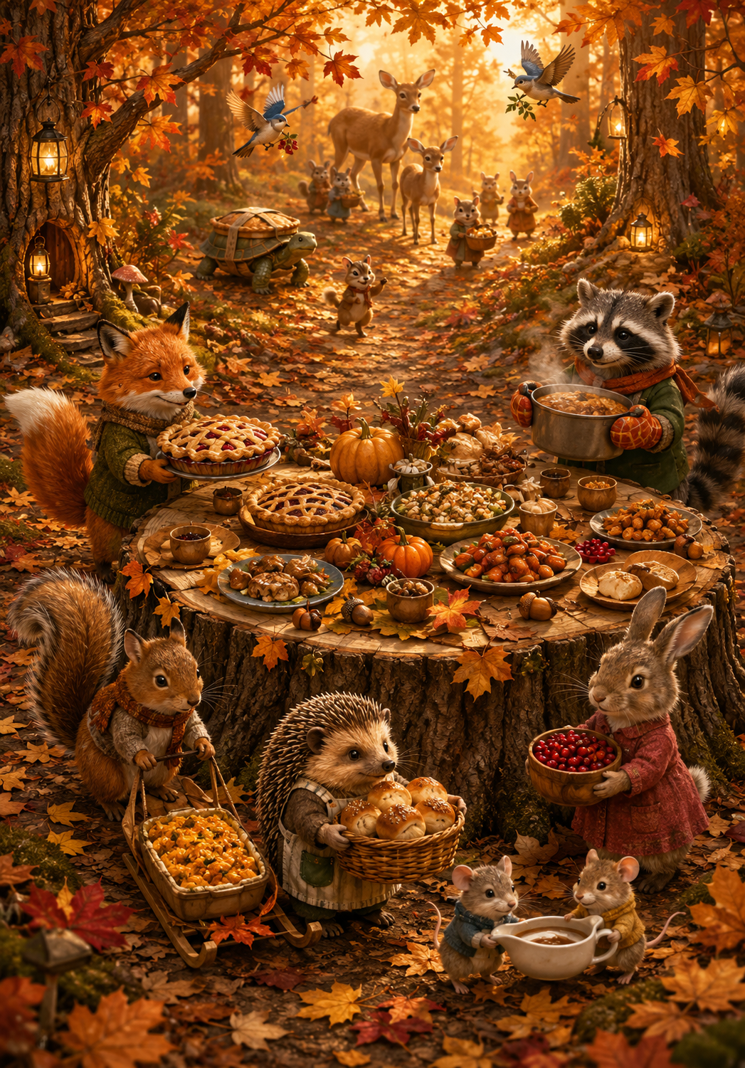 Thanksgiving Card Autumn Greeting Card Woodland Feast