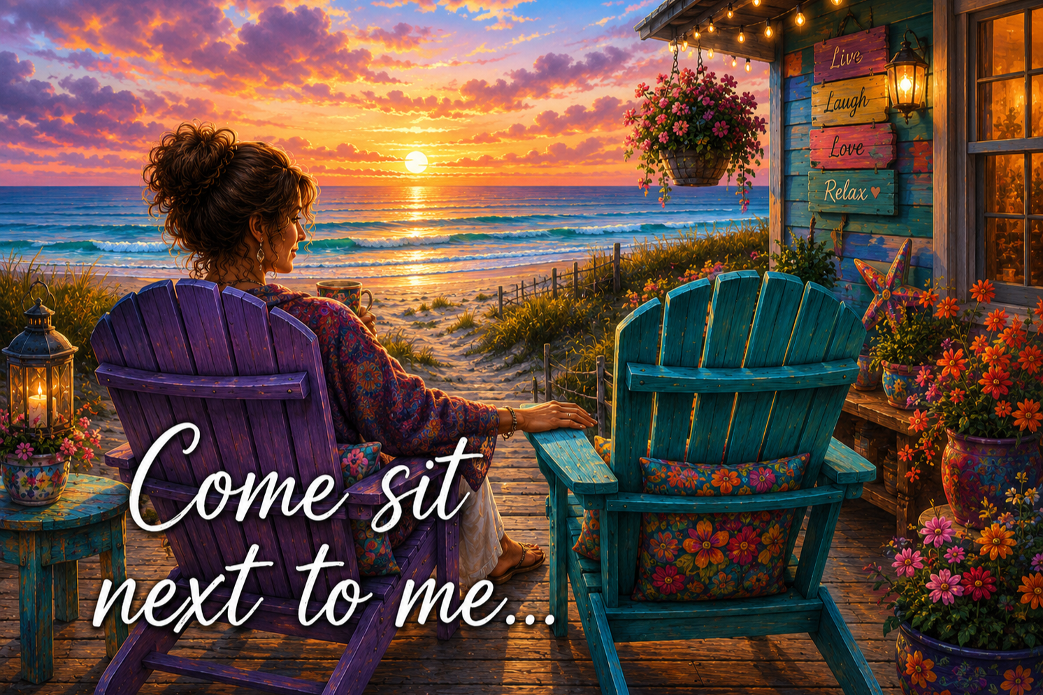 Encouragement Card Thinking of You Card Come Sit Next to Me