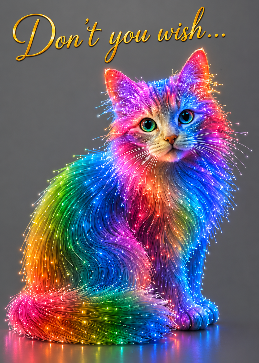 Fiber Optic Cat Birthday Card | Rainbow Cat Card | Whimsical Cat Lover Card
