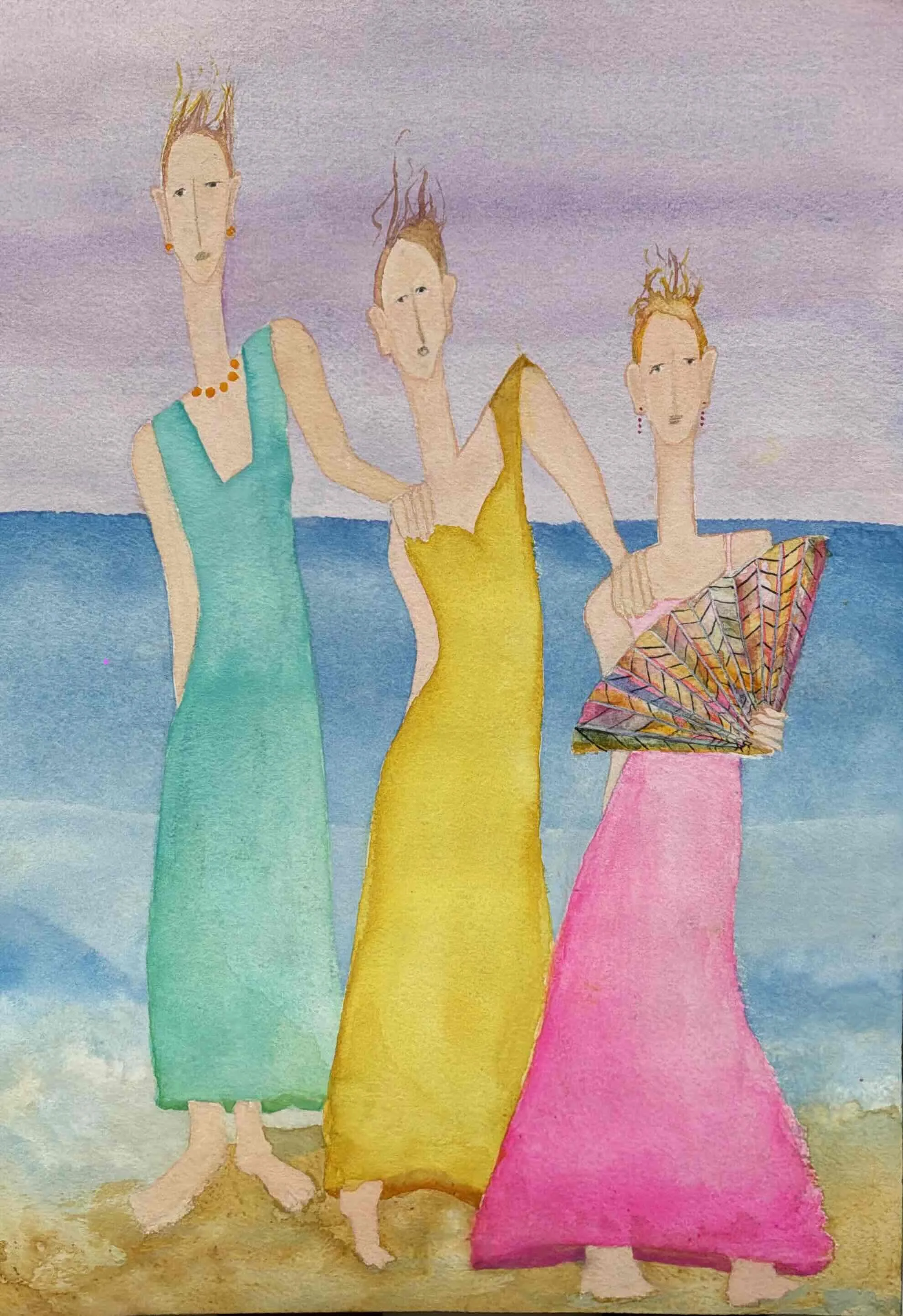 Beach Walk watercolor, Sheila Lopez