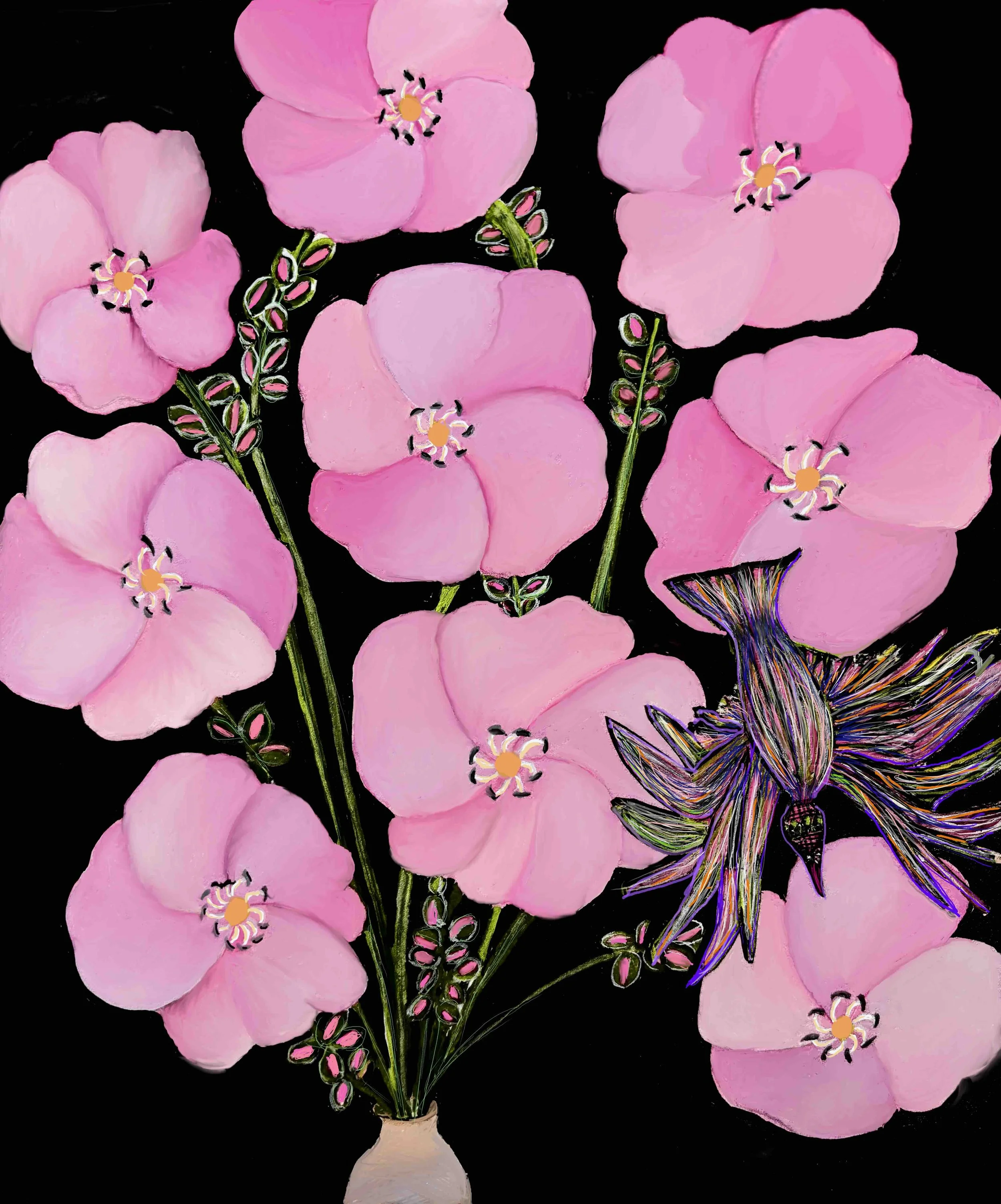 Bird on Bouquet, digital, Shelia Lopez