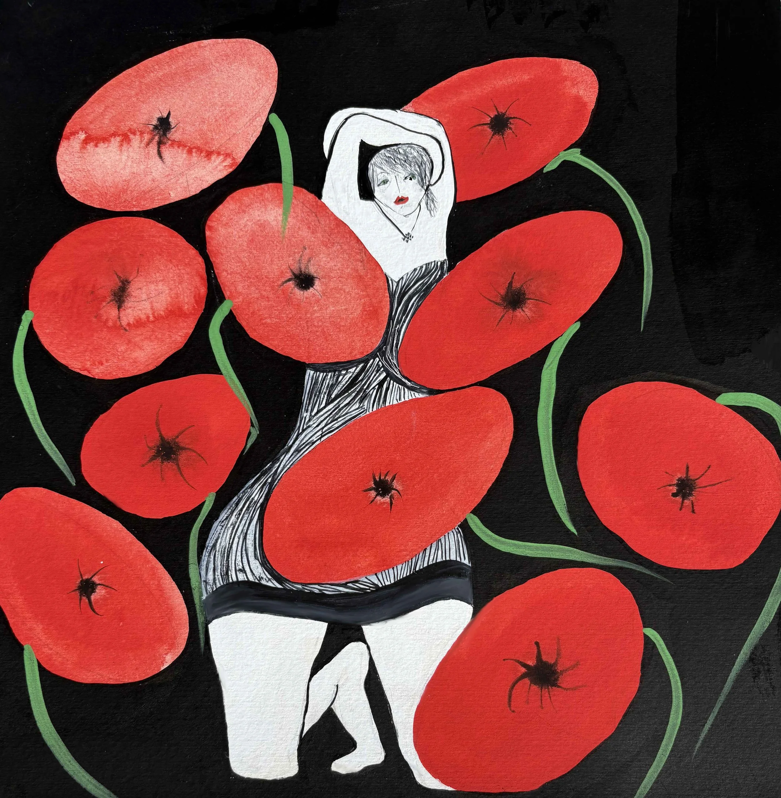 Poppy Love, Watercolor, Sheila Lopez