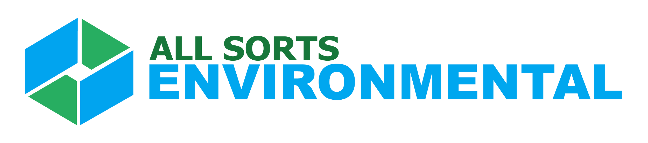 Logo for All Sorts Environmental with geometric design and blue and green colors.