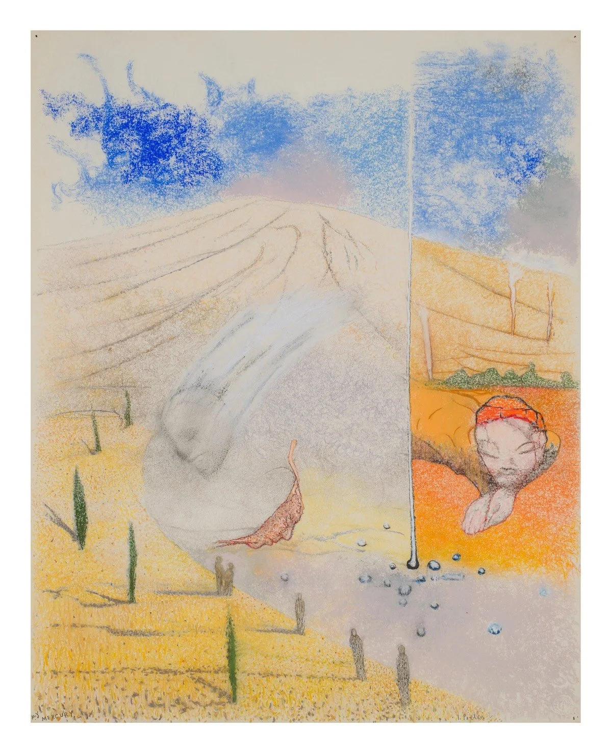 The Pastel Mercury, from Primo Levi series, the Periodic Table (1988) (MV)  •  
pastel on paper  •   29 x 23 inches • $24,000