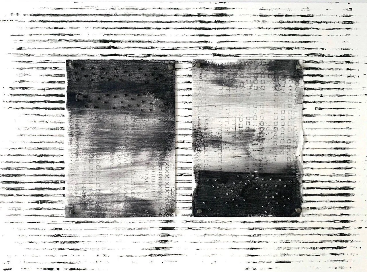 s u s u r r u s • 1 • monotypes  hand sewn beads
image 14”w x 10”h  •  framed  22”w x 18”h  •  $1800