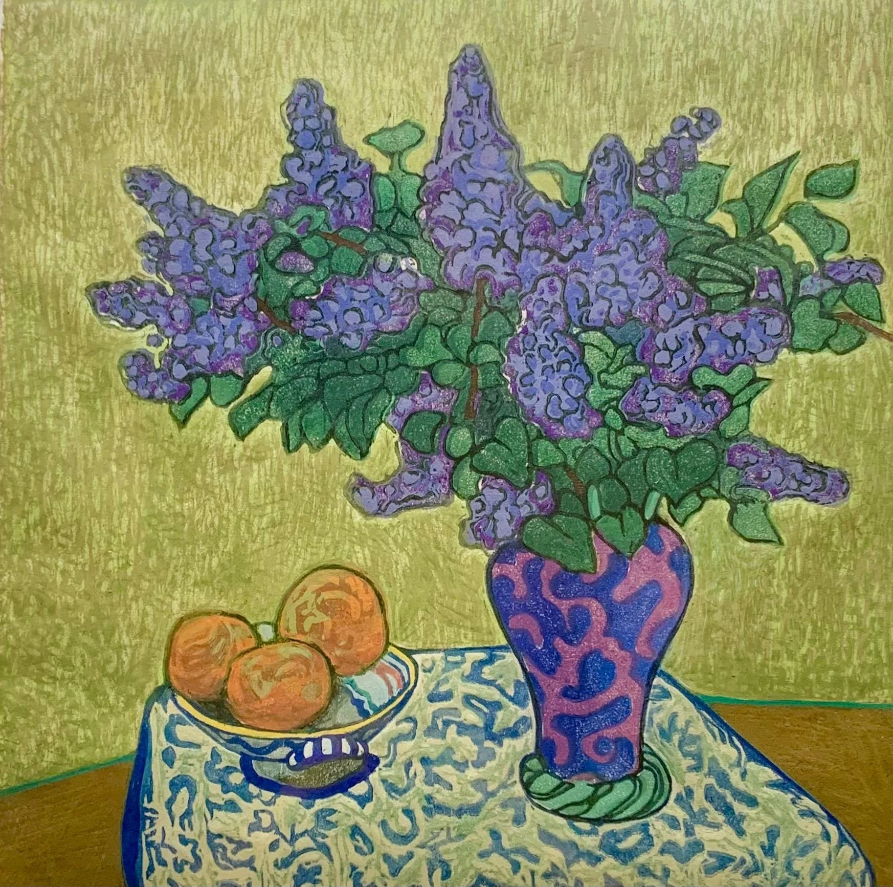 Homestead Lilacs • woodcut • Edition AP • 16.5 x 16 inches • $3,000