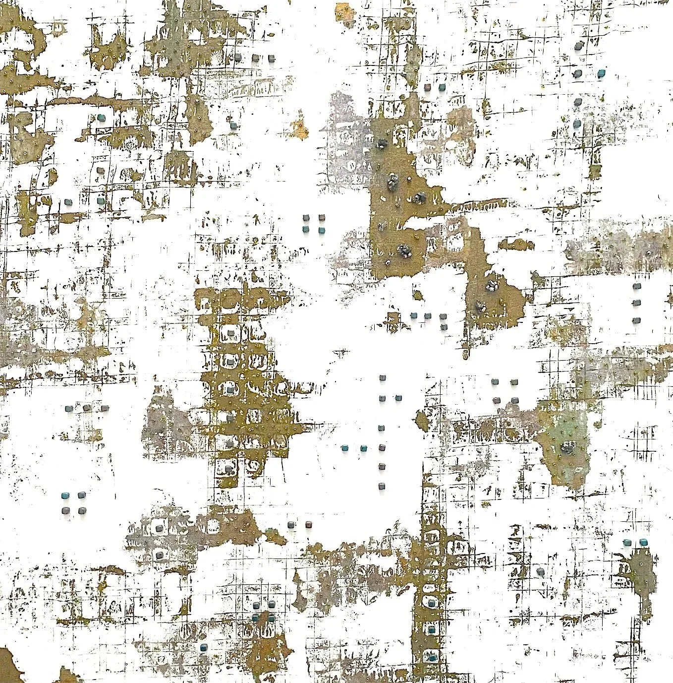 s p a l l  •  1 •  monotypes hand sewn beads • image 18” x 18”  •  framed  27” x 27”  •  $2600