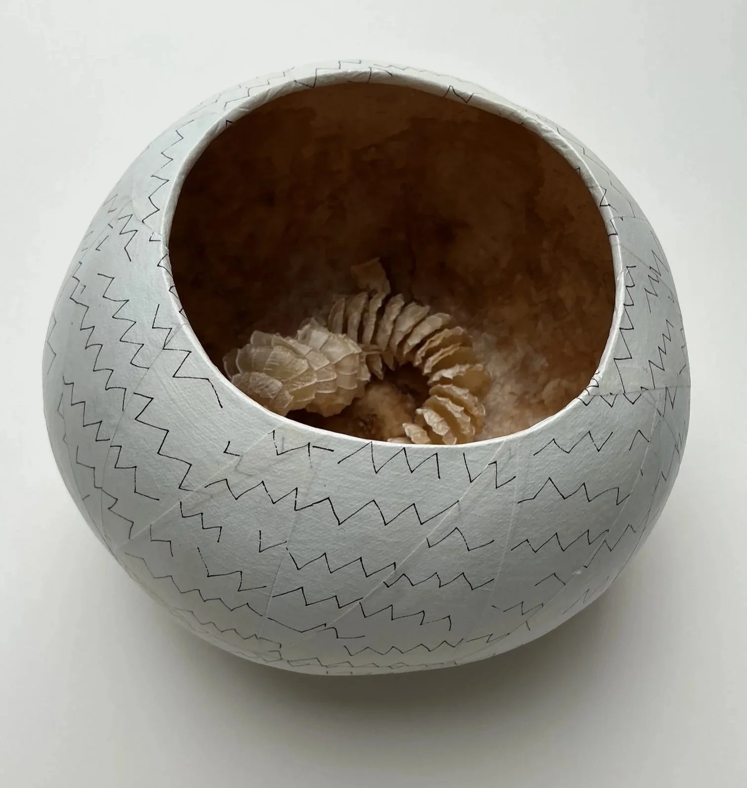 Gourd Vessel #49, 2023 • 4.5”h. x 6.25”w • (with conch egg case) • $1,600