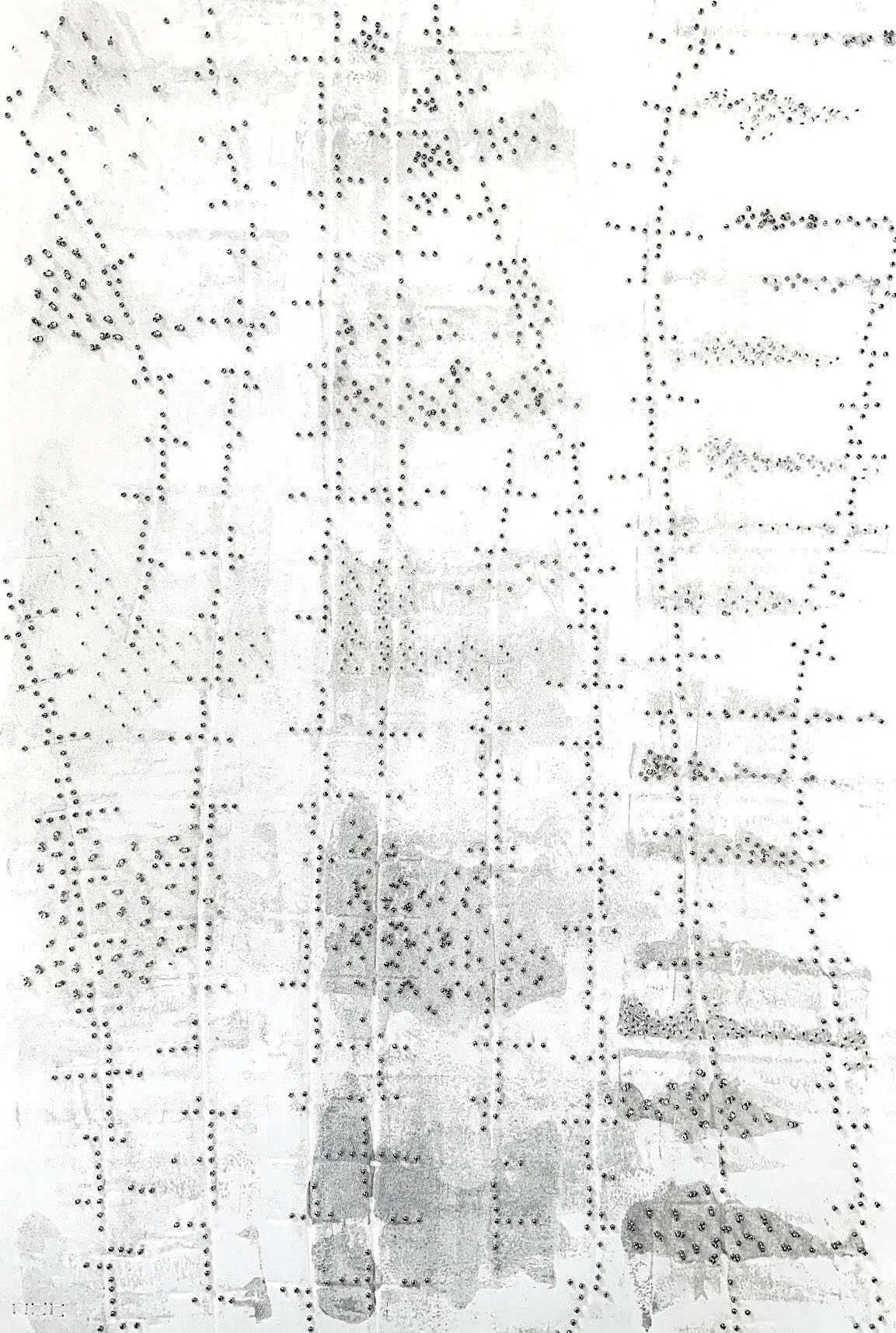 s p r a w l • 1 • monotype  hand sewn beads • image 14”w x 21”h • framed 24”w x 32”h • $2600