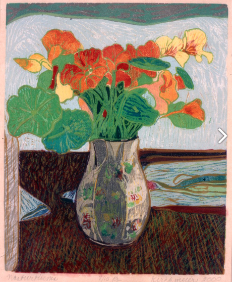 Nasturtiums • woodcut • 10 x 8 inches  • $1,300