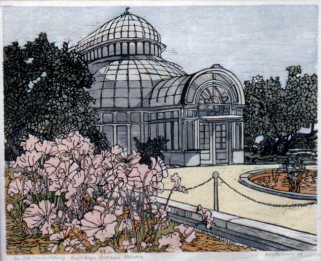The Old Conservatory, Brooklyn • woodcut • 10 x 13.5 • $1,400