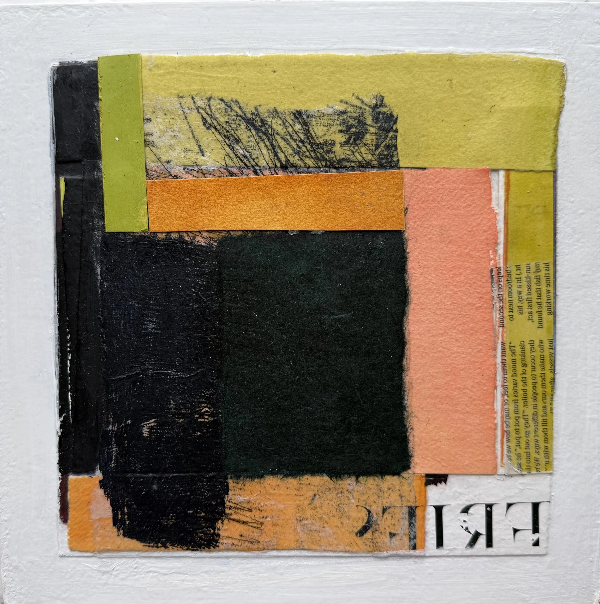 Scramble • Collage on panel with acrylic seal • 10 x 10 inches • $950