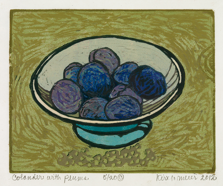 Colander with Plums • woodcut • 7 x 8.5 inches • $950