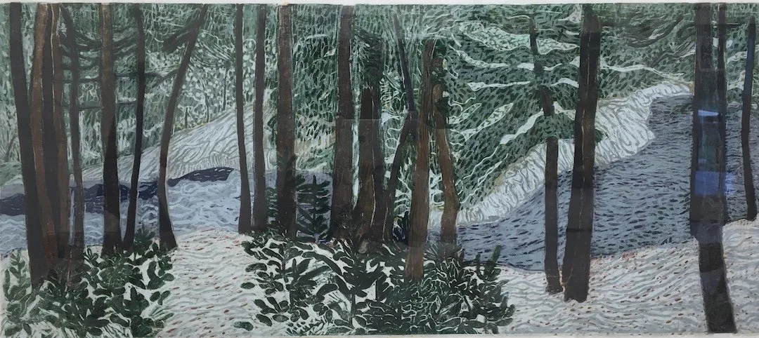 Hellgate Gorge (winter) • woodcut:  • 11.25 x 25.75 inches • $3,000