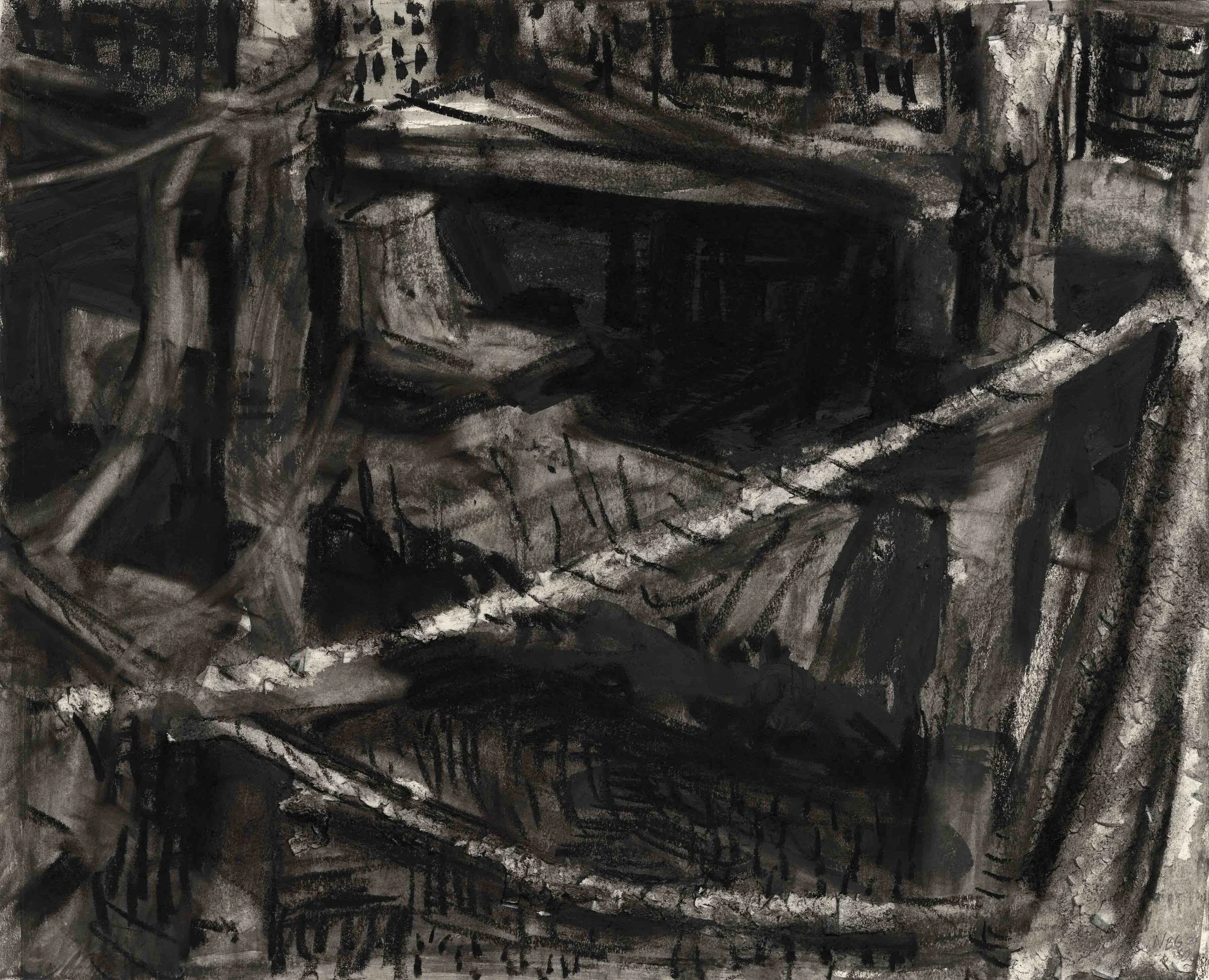 B/W Menemsha Scene No. 3 • Charcoal and water on paper • 14 x 17 inches •
$950