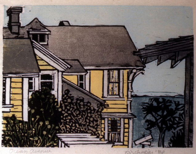 Ocean Avenue, California Coast • woodcut • 6 x 8 inches • $950