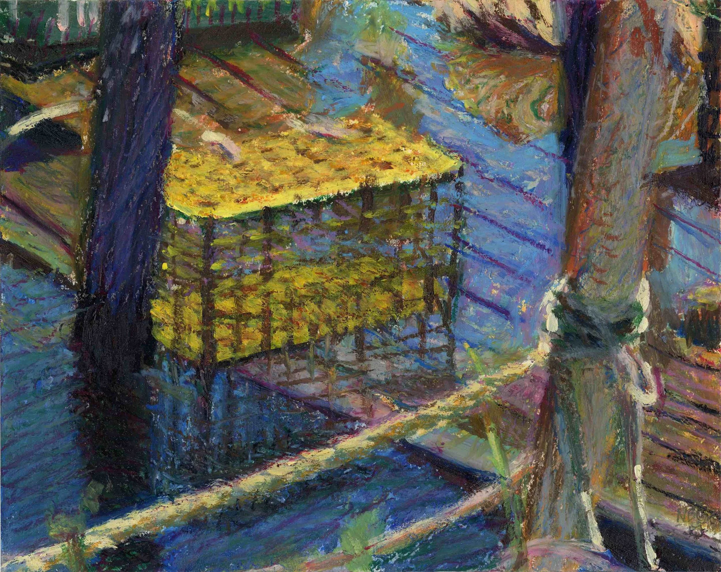 
Small Menemsha Scene No. 1 • 
Conte crayon, oil pastel, and acrylic paint on paper • 8x10 inches • $575