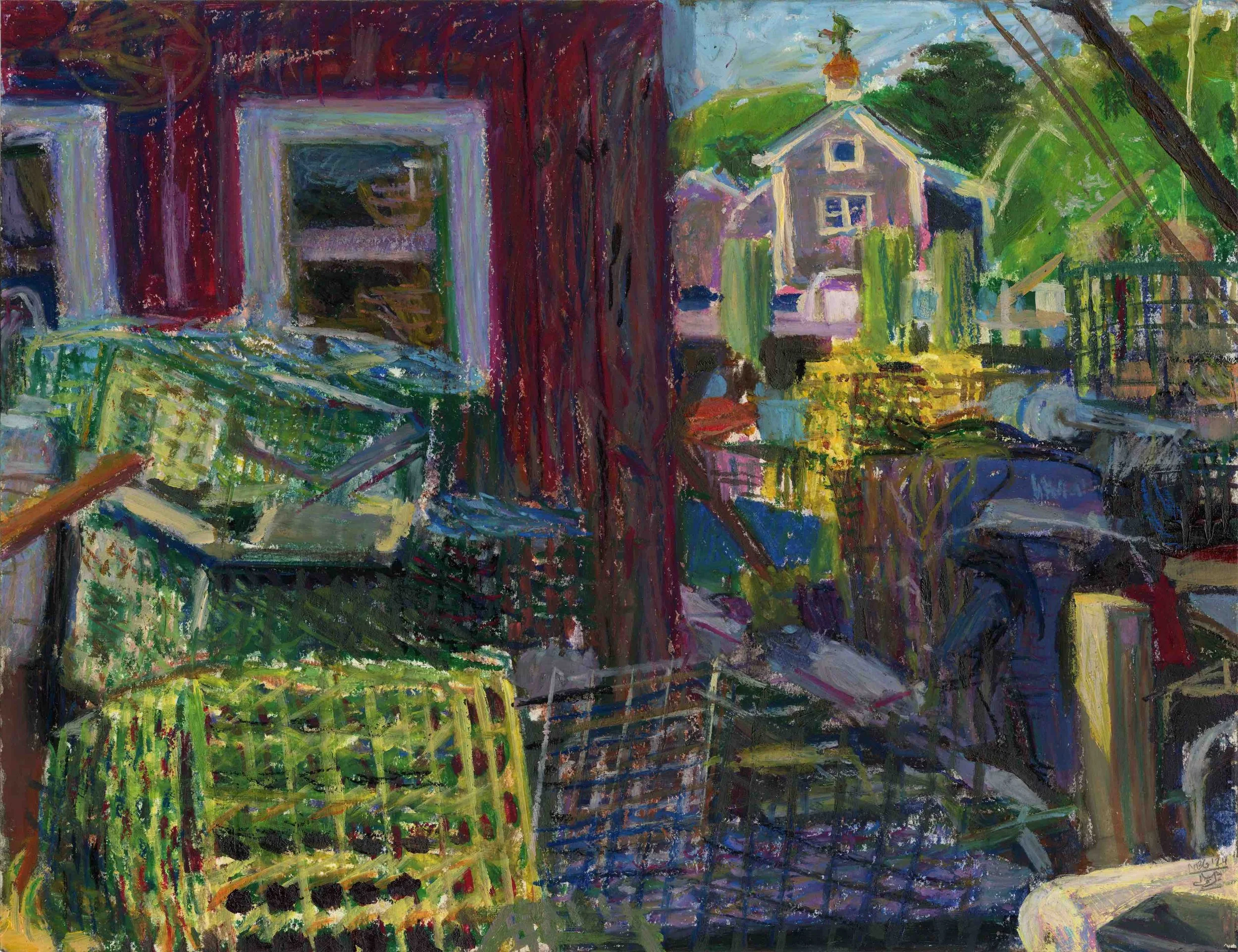 Medium Menemsha Scene •
Conte crayon, oil pastel, and acrylic paint on paper • 11 x14 inches • $750