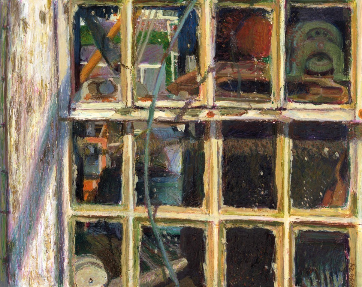 Menemsha Window No. 4 • Conte crayon, oil pastel, and acrylic paint on artist board • 16 x 20 inches • $2,150
