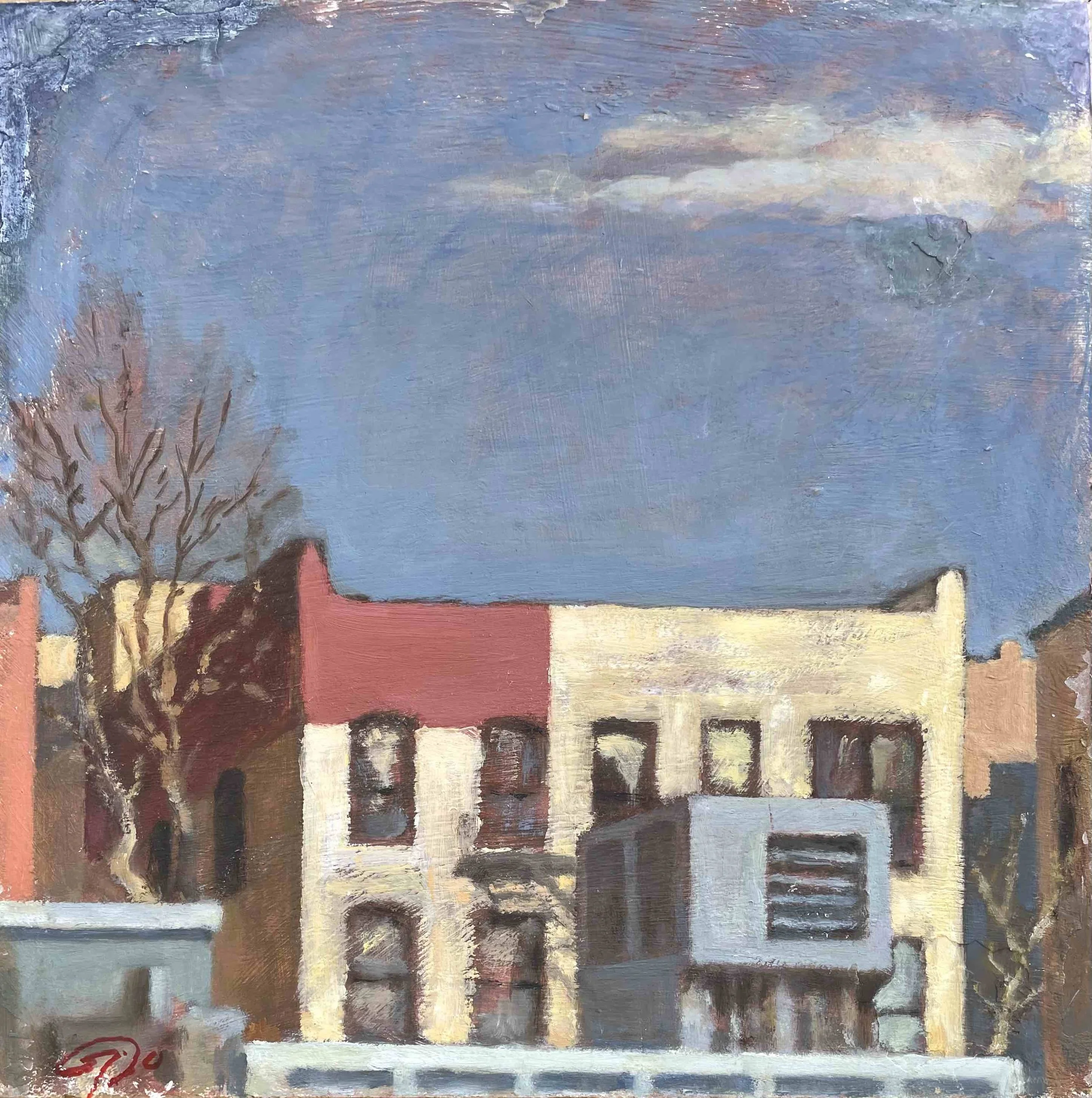Sheltering in Place • oil on masonite • 12 x 12 inches • April 2020 • $750