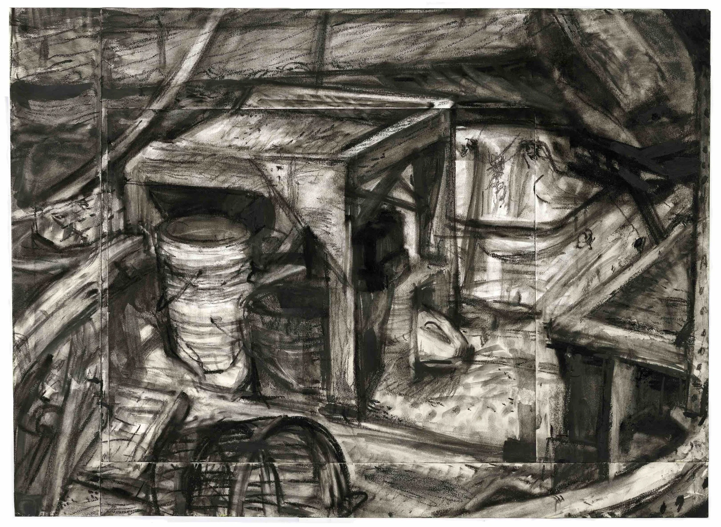 B/W Menemsha Scene No. 2 • Charcoal and water on paper • 20 x 27 inches •
$1275